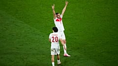 Merih Demiral'ın tartışılan bozkurrt selamlaması, Leipzig, Almanya, 2 Haziran, 2024. (Fotoğraf: AP)