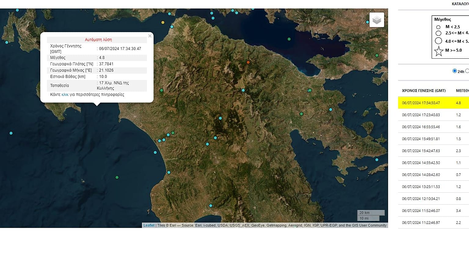 Σεισμός στην Ηλεία