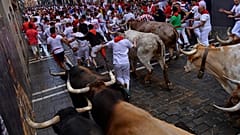 Erster Stierlauf der Sanfermines 2024. Pamplona, 7. Juli 2024
