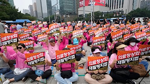 Patients and their family members stage a rally demanding doctors to end the ongoing walkout.
