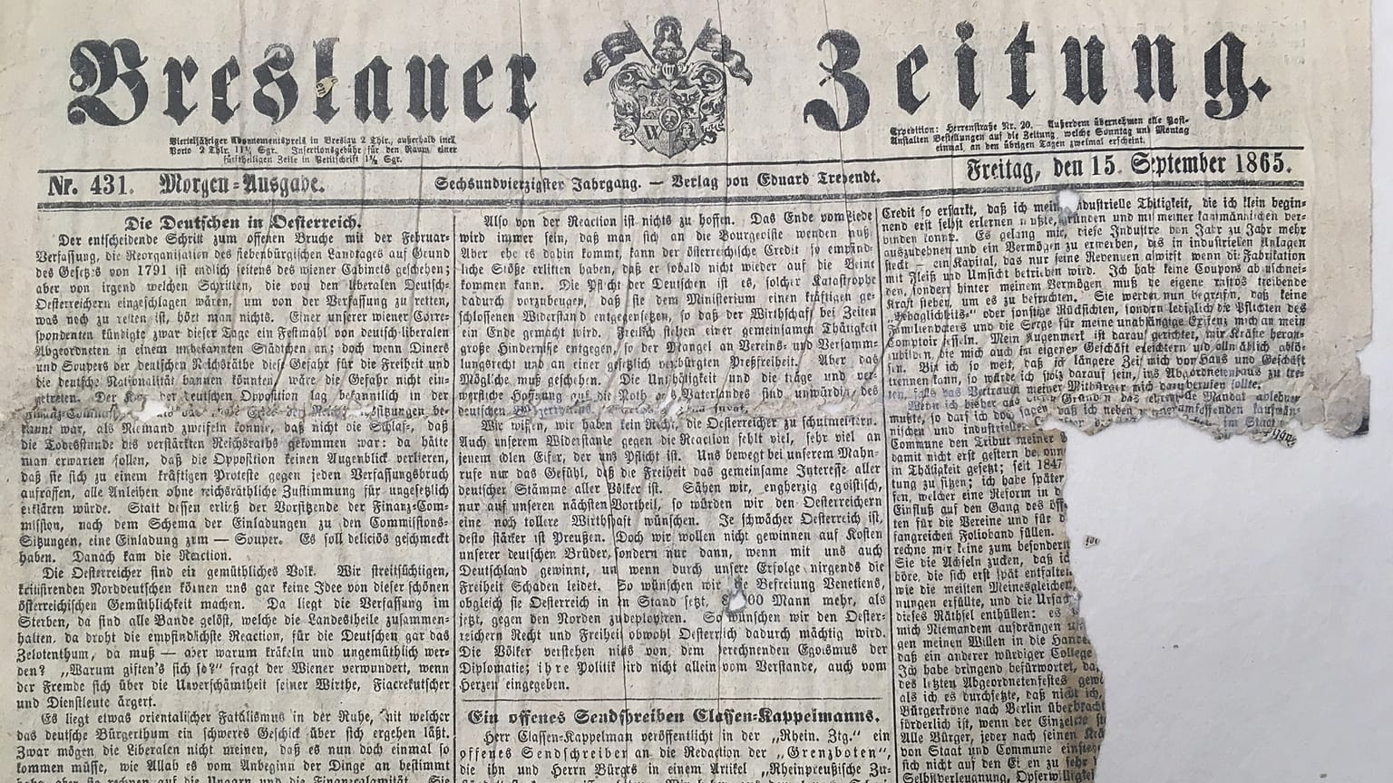Un journal de 1865 a été trouvé dans la capsule temporelle.