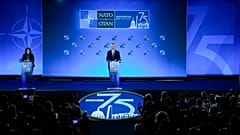 NATO-Generalsekretär bei dem NATO-Gipfel in Washington.