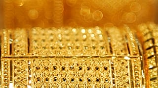Gold bangles for sale and on display