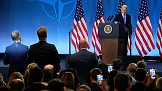 Joe Biden durante la cumbre de la OTAN en Washington, julio de 2024.