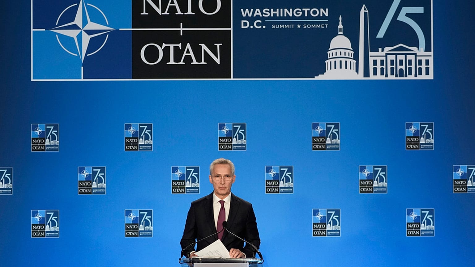 Joe Biden na cimeira da NATO em Washington, em julho de 2024.