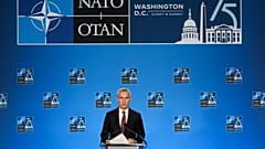Joe Biden na cimeira da NATO em Washington, em julho de 2024.