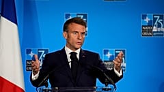 Le président français Emmanuel Macron au sommet de l'OTAN à Washington.