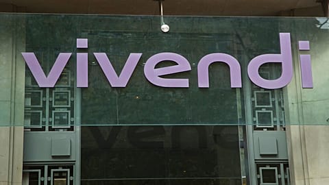 The logo is pictures of the French media company Vivendi S.A. in Paris, Friday, Sept. 16, 2016. (AP Photo/Michel Euler)