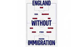 An Instagram post by London's Migration Museum showing the contribute of immigration to England's victory over the Netherlands at Euro 2024