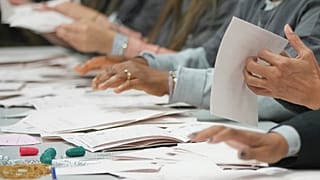 Votes are counted for the British Parliamentary constituency of Holborn and St Pancras, in London, Thursday, July 4, 2024.