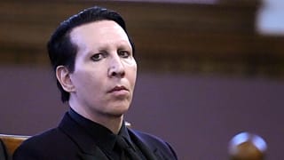 Marilyn Manson in court after being charged with two misdemeanour counts of simple assault, Sept. 18, 2023, in Laconia, New Hampshire