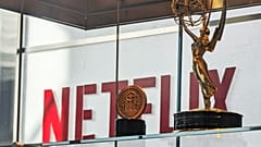 Awards, including an Emmy, are displayed at Netflix headquarters Los Gatos, California