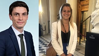 Flavien Termet, député RN (à gauche) et Céline Hervieu, députée socialiste du NFP (à droite).