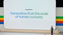 Alphabet CEO Sundar Pichai speaks at a Google I/O event in California in May 2024