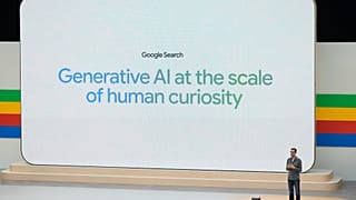 Alphabet CEO Sundar Pichai speaks at a Google I/O event in California in May 2024