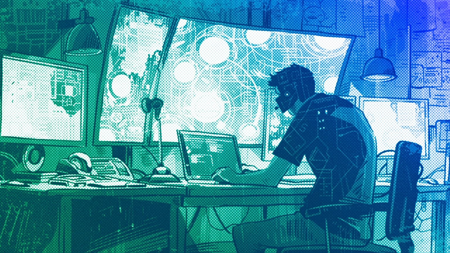 A person preparing a cyberattack, illustration