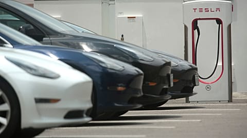 A Tesla supercharging location in Houston, US.