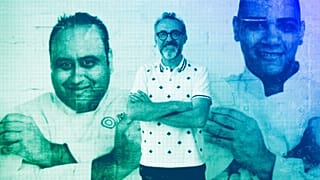 El chef italiano Massimo Bottura posa para una foto en su comedor gastronómico Refettorio Gastromotiva en Río de Janeiro, agosto de 2016.