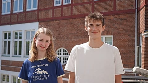 Students Emily and Rasmus at Th. Langs Skole in Denmark where later start times have been trialled.