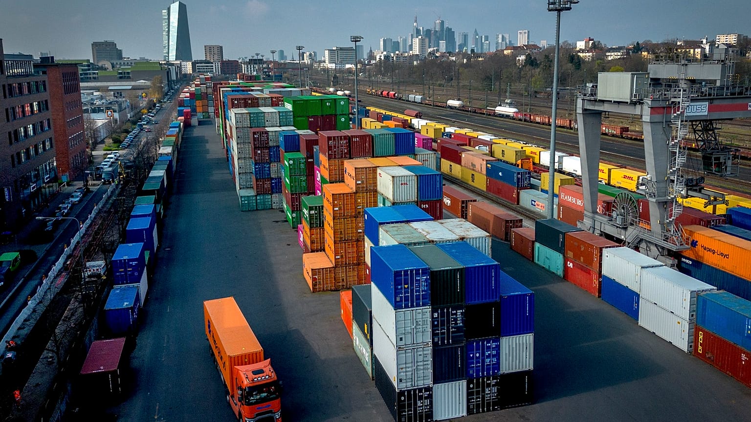 German containers in transit in Frankfurt