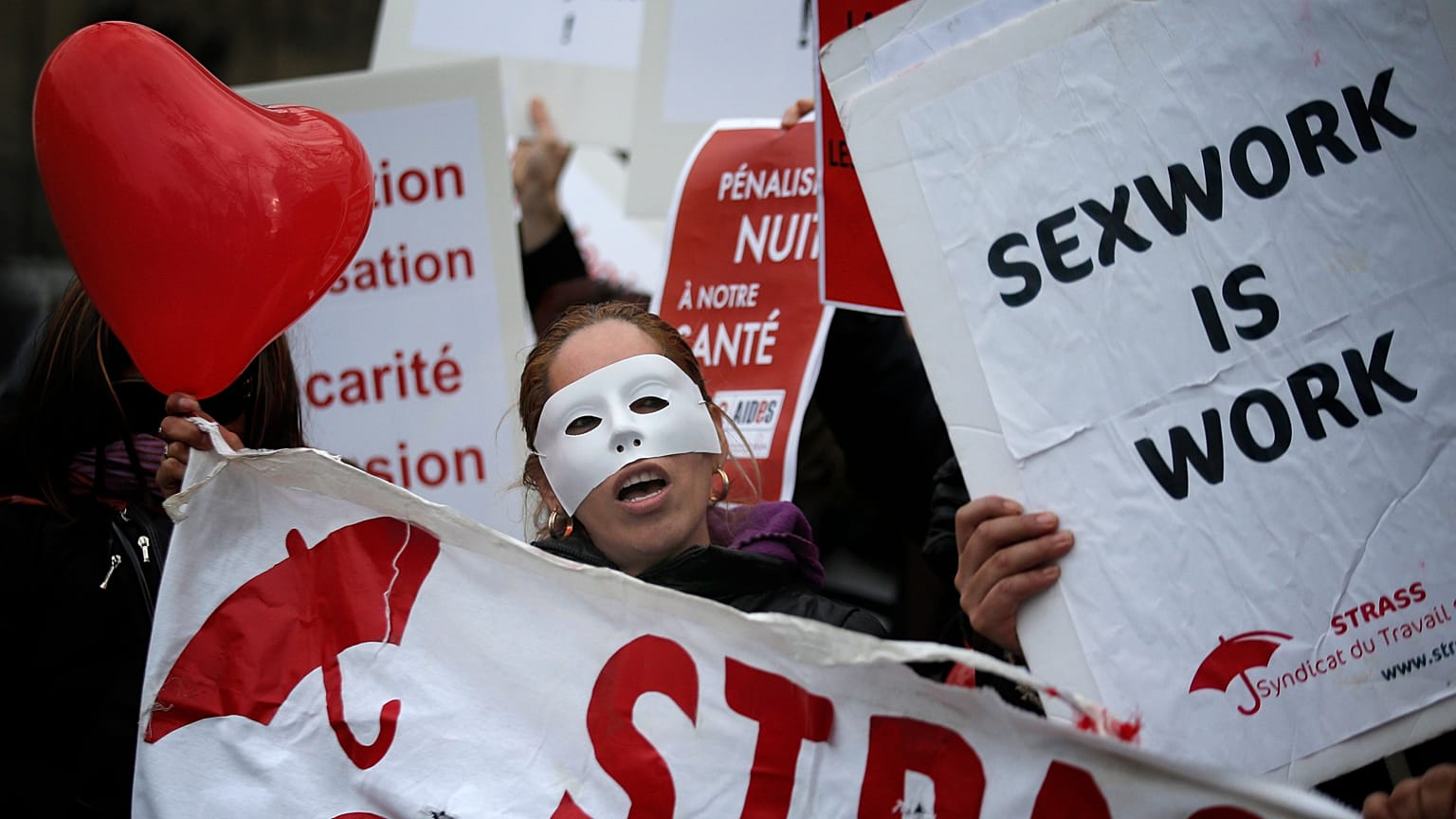 Protestas de trabajadoras sexuales en Francia.