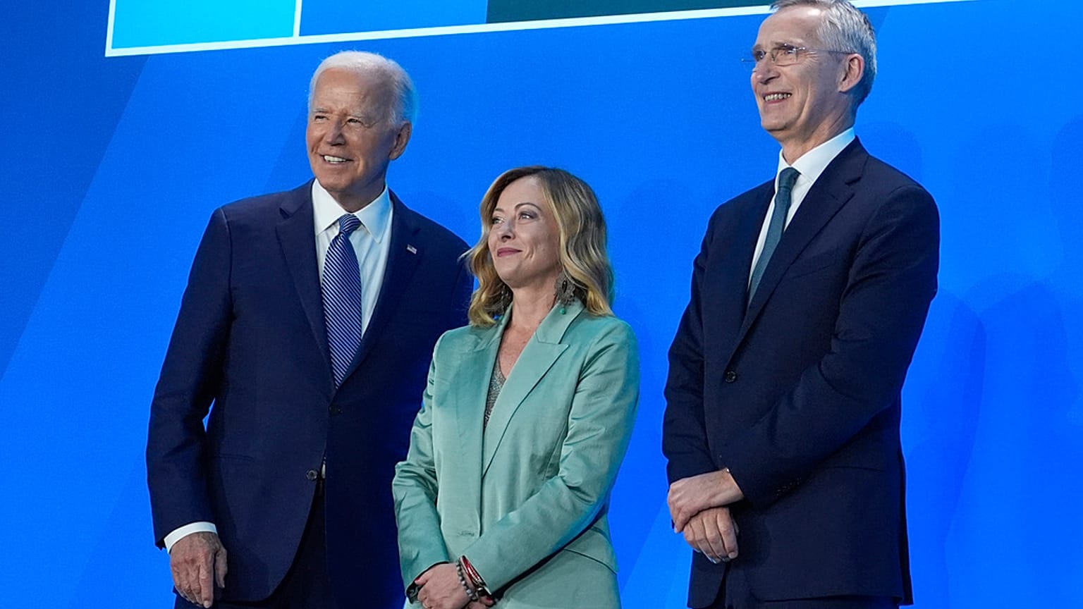 Giorgia Meloni,Joe Biden et Jens Stoltenberg au sommet de l'OTAN à Washington