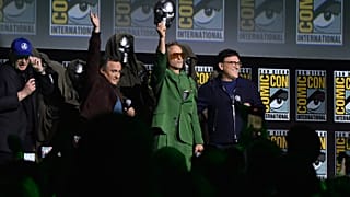 (Soldan sağa), Kevin Feige,Joe Russo, Robert Downey Jr ve Anthony Russo, San Diego'da düzenlenen Comic-Con'da, 27 Temmuz 2024.