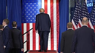 Republican presidential candidate former President Donald Trump walks off after speaking at a campaign rally, Saturday, July 27, 2024, in St. Cloud, Minn.
