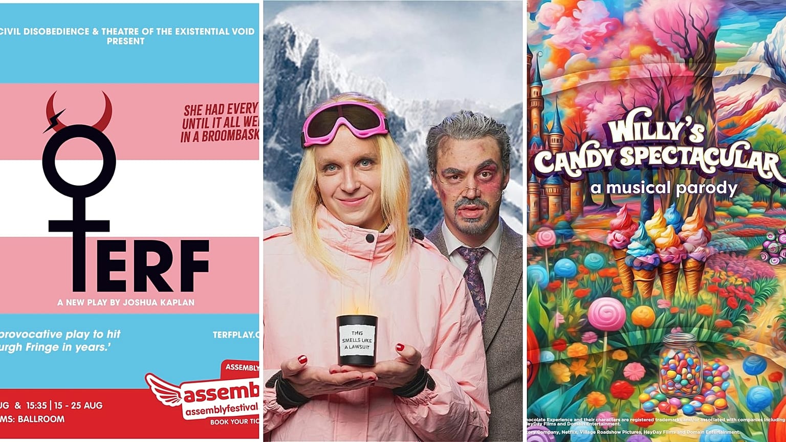 'TERF'; 'Gwyneth Goes Skiing'; and 'Willy's Candy Spectacular'