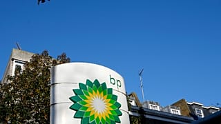A sign at a BP petrol station in London