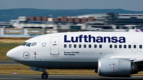 In this Aug. 21, 2013 file picture a Lufthansa plane is photographed at Rhein-Main airport near Frankfurt, Germany. 