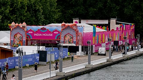 India's house is seen near the canal at Parc de la Villette during the 2024 Summer Olympics in Paris