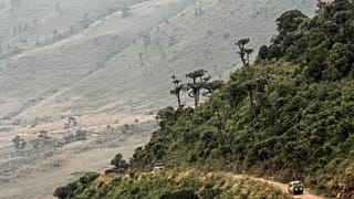 Jeeps de safari se dirigen al cráter del Ngorongoro en el Área de Conservación del Ngorongoro, al oeste de Arusha, en el norte de Tanzania, el lunes 19 de enero de 2015.