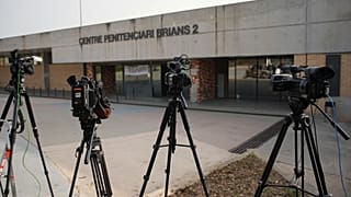 Media video cameras placed outside Brians 2 penitentiary center in Sant Esteve Sesrovires, near Barcelona.