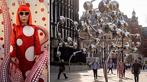 Japanese artist, Yayoi Kusama uses her most recognisable motif, polka dots, as inspiration to create Infinite Accumulation, a permanent sculpture at London's Liverpool Street.