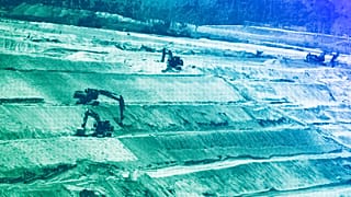 Bulldozers operate at the Cobre Panama open-pit copper mine in Donoso, January 2024