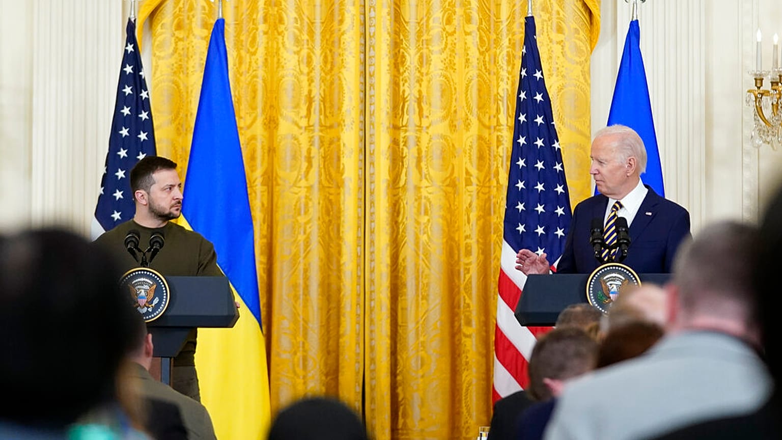 Ukrayna Cumhurbaşkanı Volodimir Zelenski, ABD Başkanı Joe Biden ile beraber Beyaz Saray'da, 21 Aralık 2022