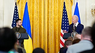 Ukrayna Cumhurbaşkanı Volodimir Zelenski, ABD Başkanı Joe Biden ile beraber Beyaz Saray'da, 21 Aralık 2022