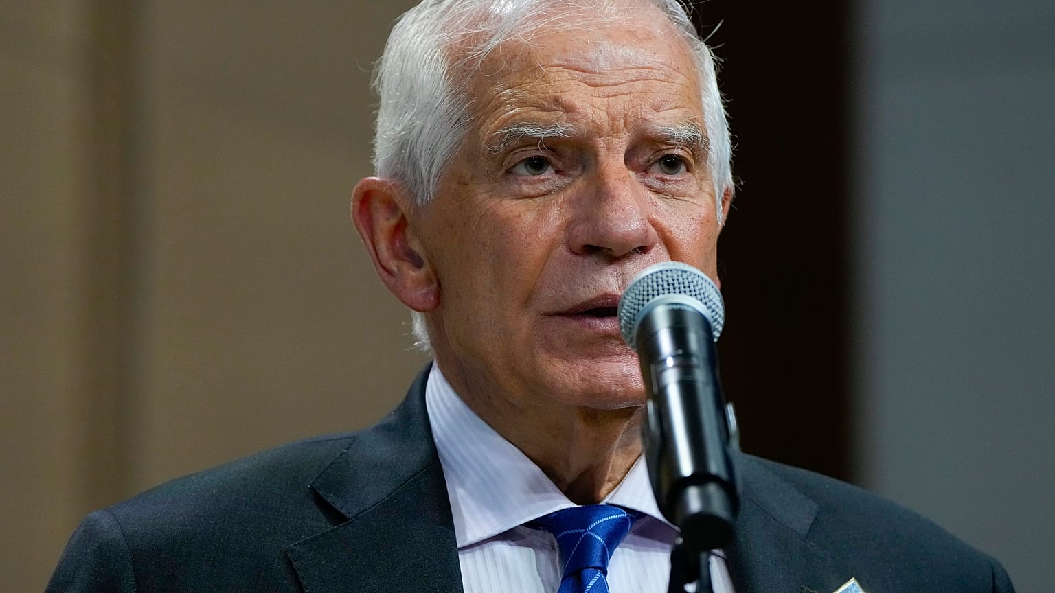 EU High Representative Josep Borrell delivers remarks at the NATO summit in Washington in July.