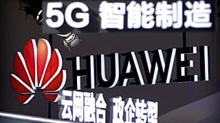 Signs promoting 5G wireless technology from Huawei.