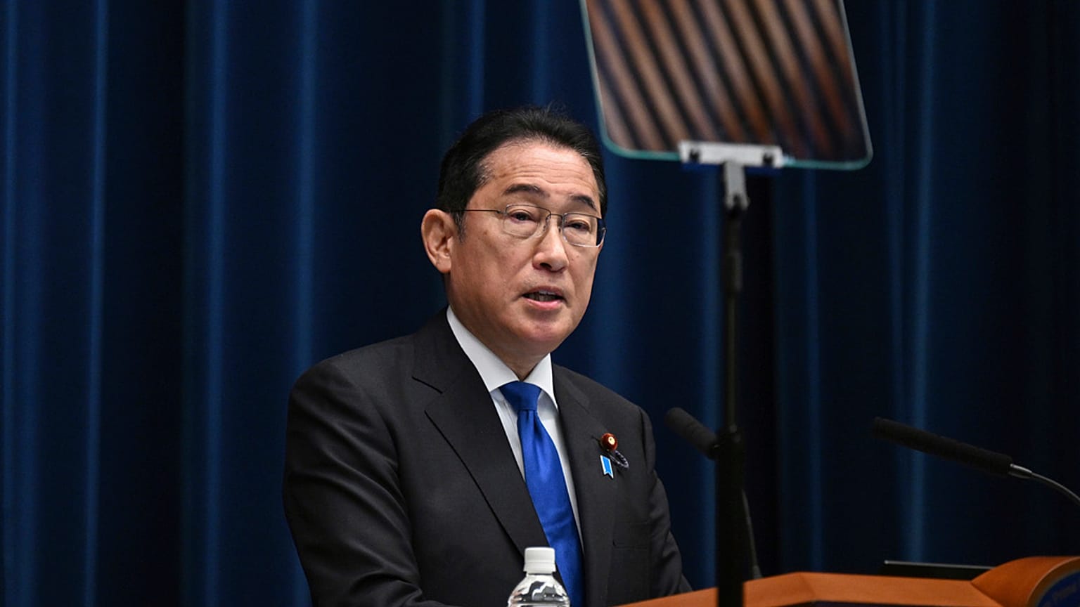 Japan's Prime Minister Fumio Kishida speaks during a press conference at his office in Tokyo, Wednesday, Aug. 14, 2024.
