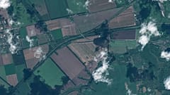 The image released by Maxar Technologies shows a trench from Selektsionnyi to Lgov, Russia