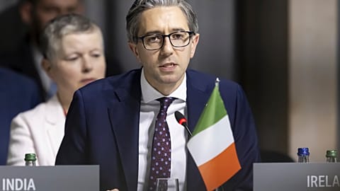 Ireland's Prime Minister Simon Harris attends a plenary session in July.