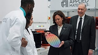 Vice President Kamala Harris tours a site where Applied Materials plans to build a $4 billion research facility