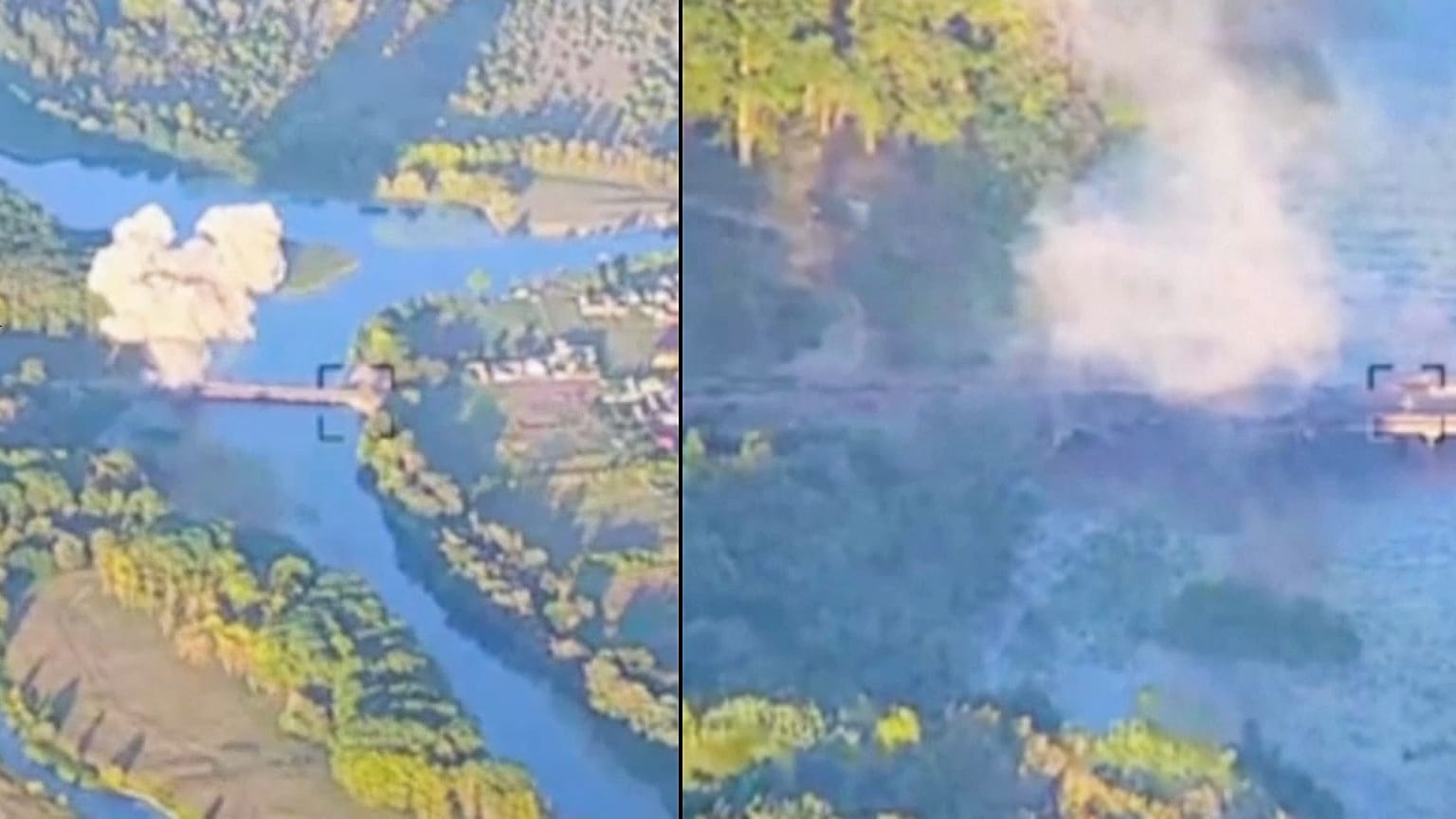 Un puente de importancia estratégica sobre el río Seim es destruido por tropas ucranianas mientras continúan su incursión en la región de Kursk, Rusia, el viernes 16 de agosto