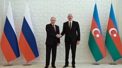 Rusya Devlet Başkanı Vladimir Putin ve Azerbaycan Cumhurbaşkanı İlham Aliyev, Bakü, 19 Ağustos 2024.