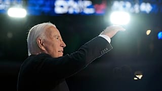 President Joe Biden speaks during the first day of the Democratic National Convention in Chicago.