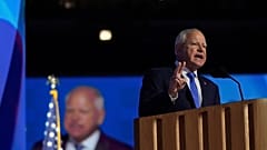 Democratic vice presidential candidate Minnesota Governor Tim Walz speaks at the Democratic National Convention in Chicago.