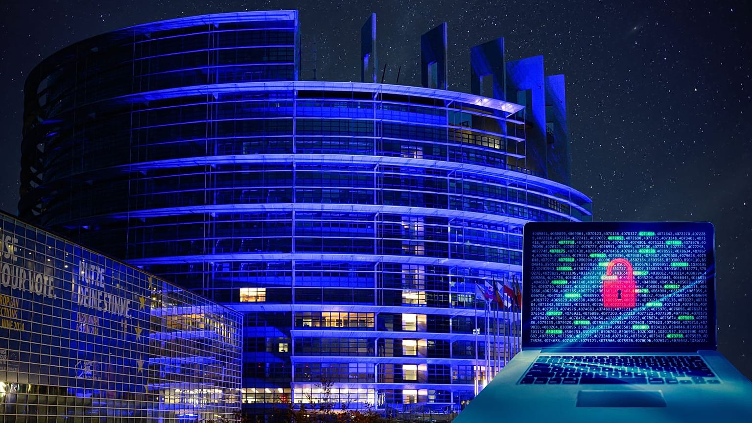 Event Illuminations : EP building and a computer.