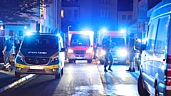 Police and ambulances near the scene where people were killed and injured in an attack at a festival in Solingen, August 23, 2024